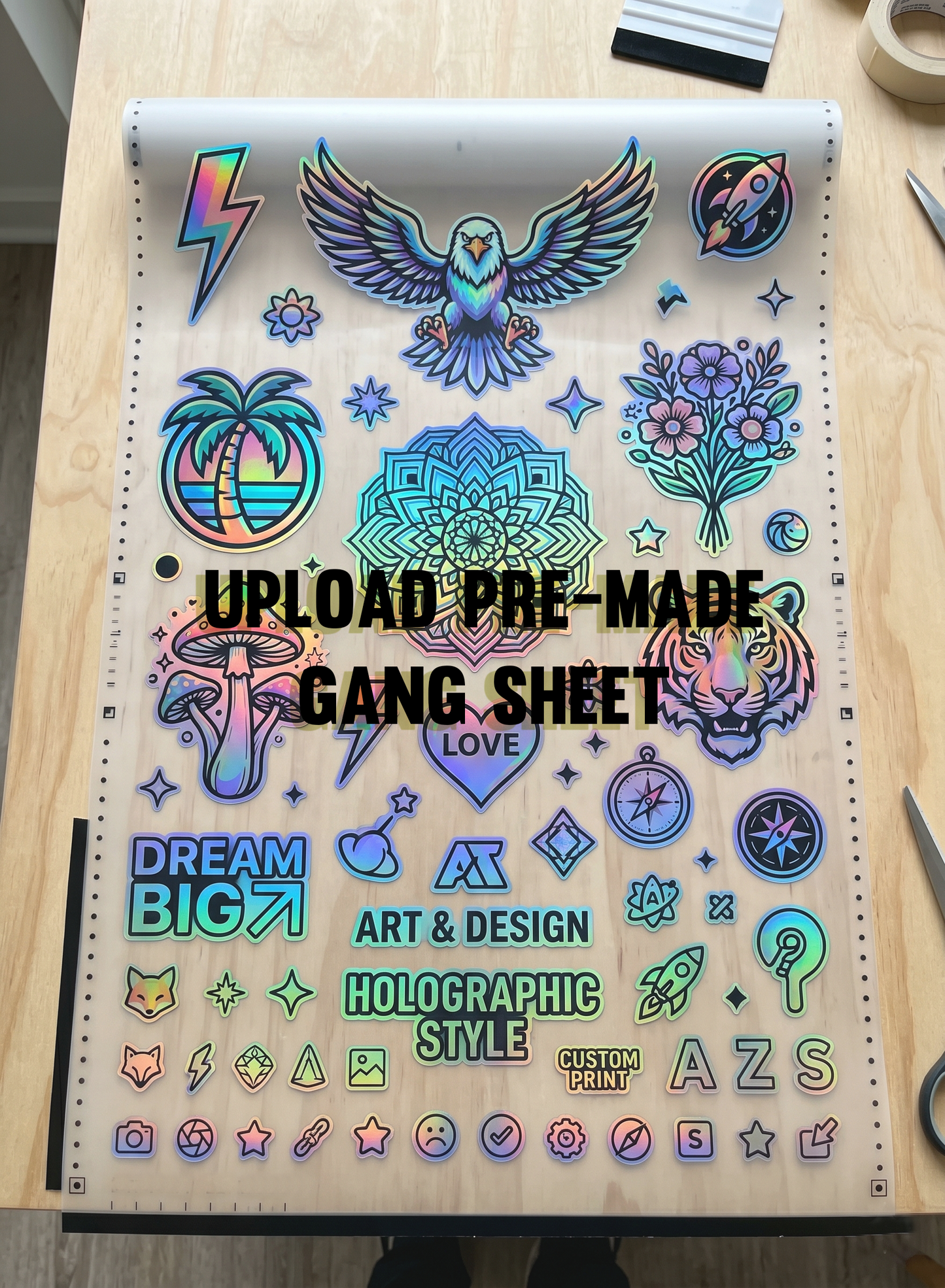 Hologram DTF-Upload 22" width gang sheet